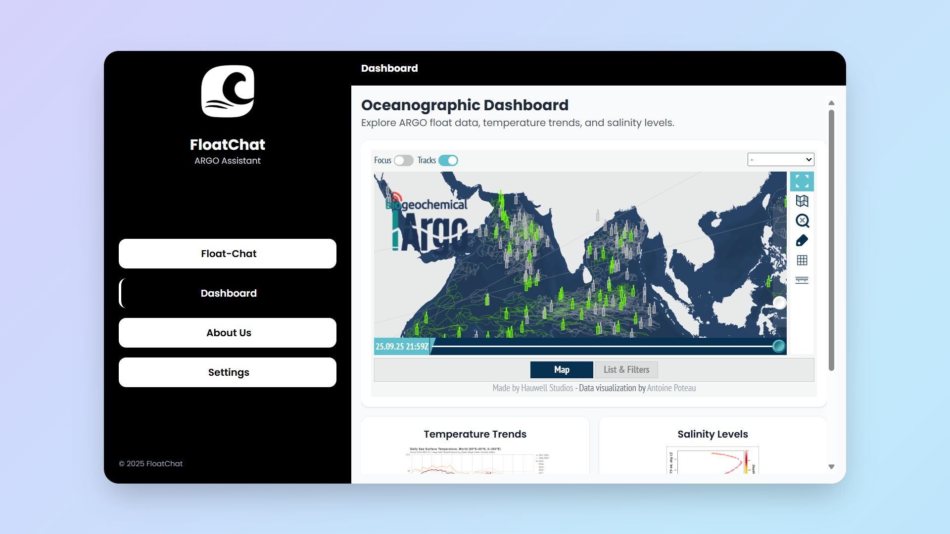 Main data dashboard view